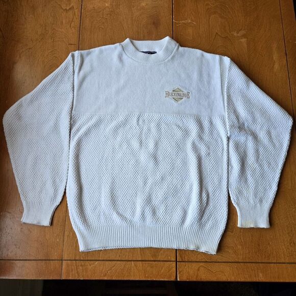 McBriar Vintage Cotton Textured Breckenridge Crewneck Sweater White Size Small - Picture 1 of 11